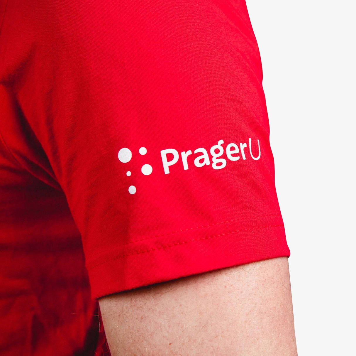 White PragerU Make Education Great Again (MEGA) T-Shirt with bold printed text on front, casual fit, and short sleeves.