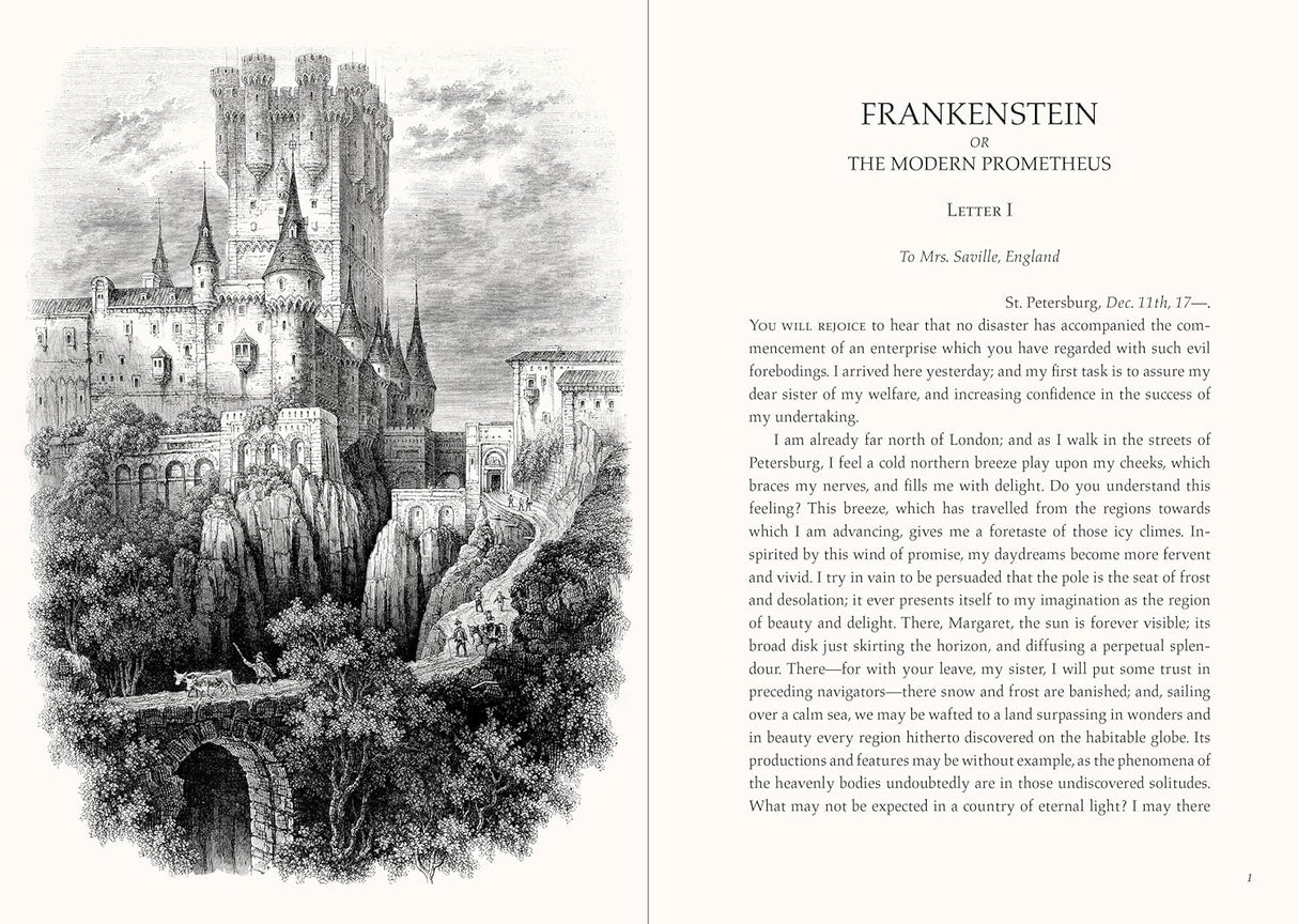 Cover of Frankenstein by Mary Shelley in the Peter Pauper Press Masterpiece Library Edition, featuring classic book cover art.