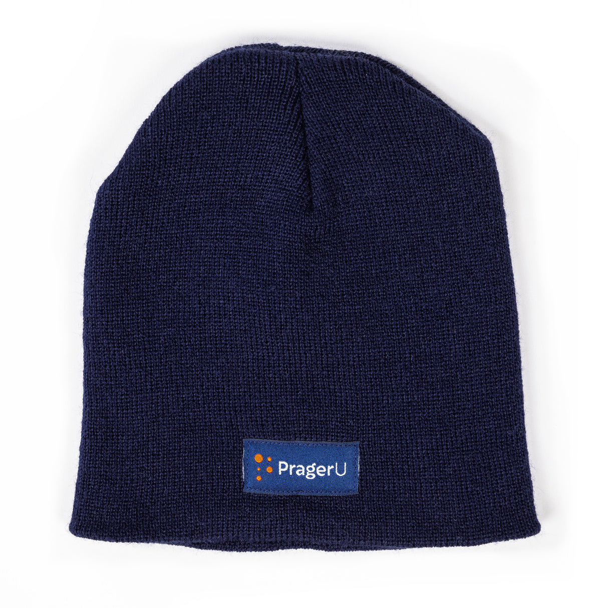 PragerU beanie hat in black with white logo, cozy knit cap perfect for cold weather and casual wear.