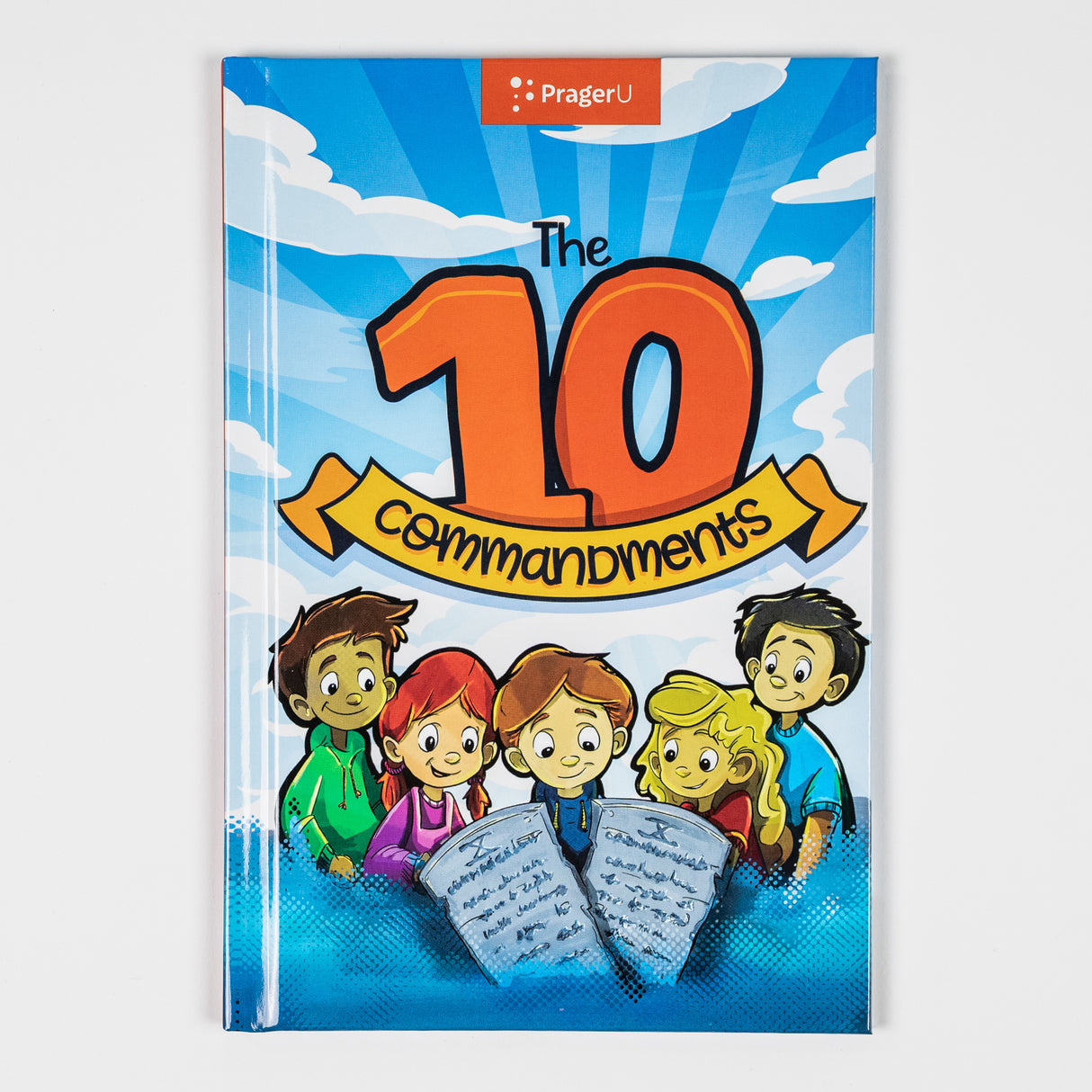 Children's book titled "The 10 Commandments" by PragerU, featuring colorful cover art with biblical imagery.