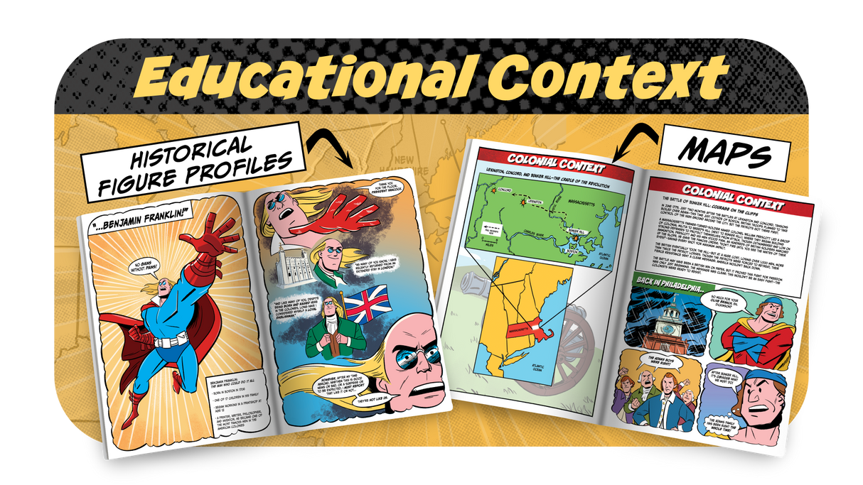 Cover image of The Signers graphic novel by PragerU, featuring illustrations related to the historical signing event.