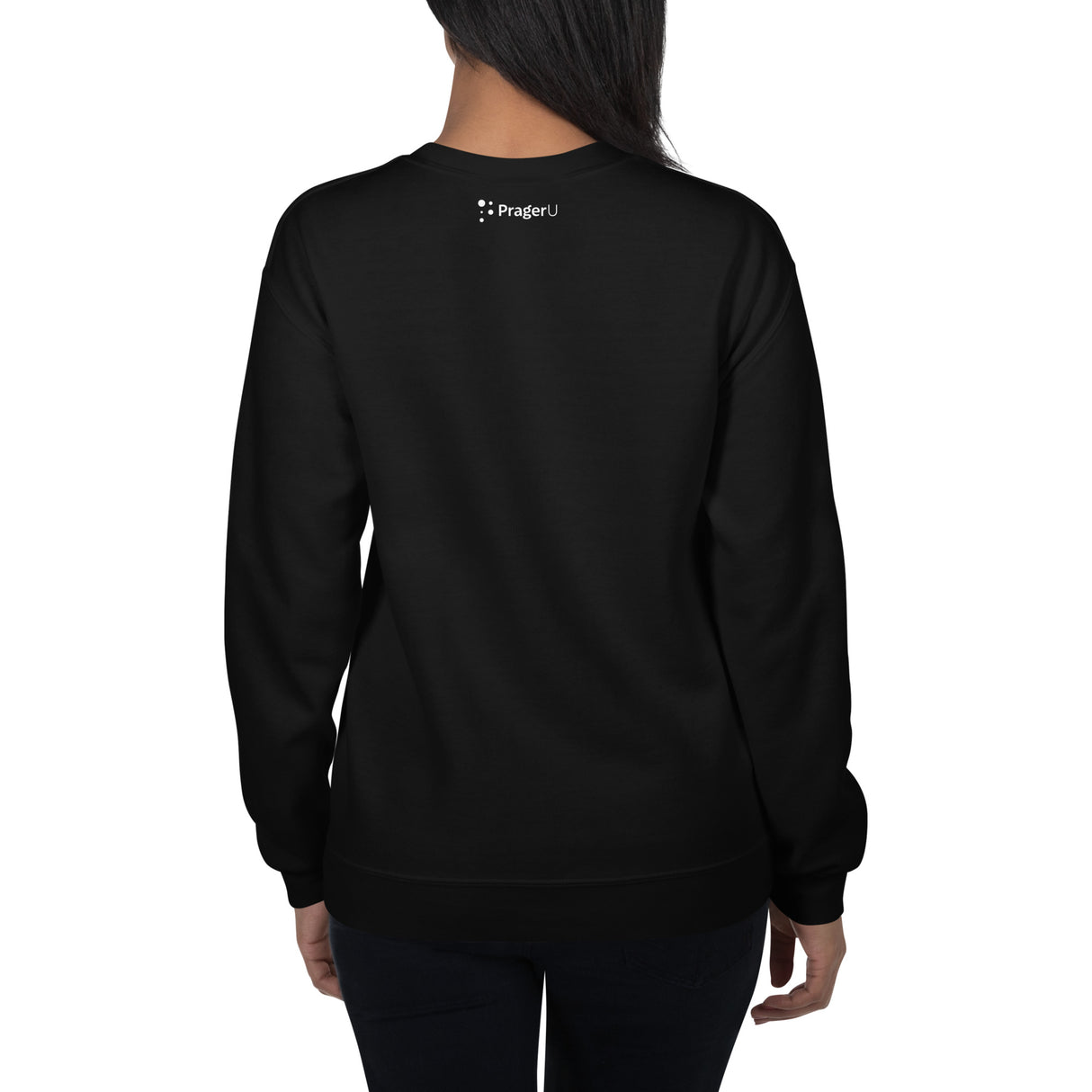 PragerU white emblem Freedom Eagle sweatshirt in black fabric, featuring a bold eagle design on the front.