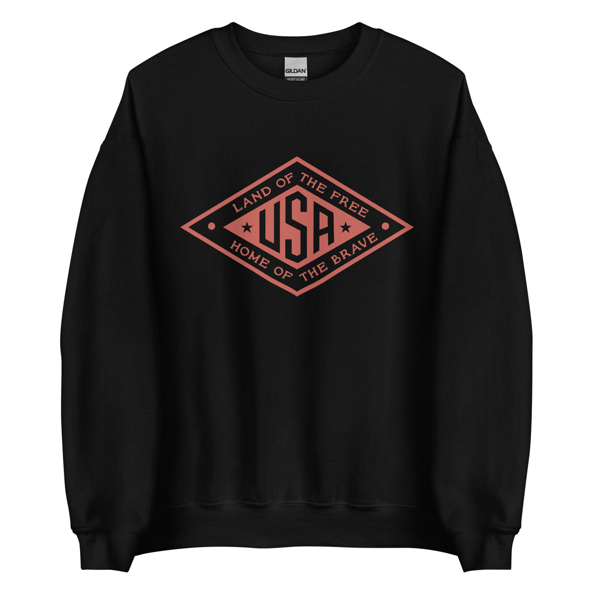 Red logo Land of the Free USA sweatshirt by PragerU, featuring a comfortable fit and bold patriotic design.