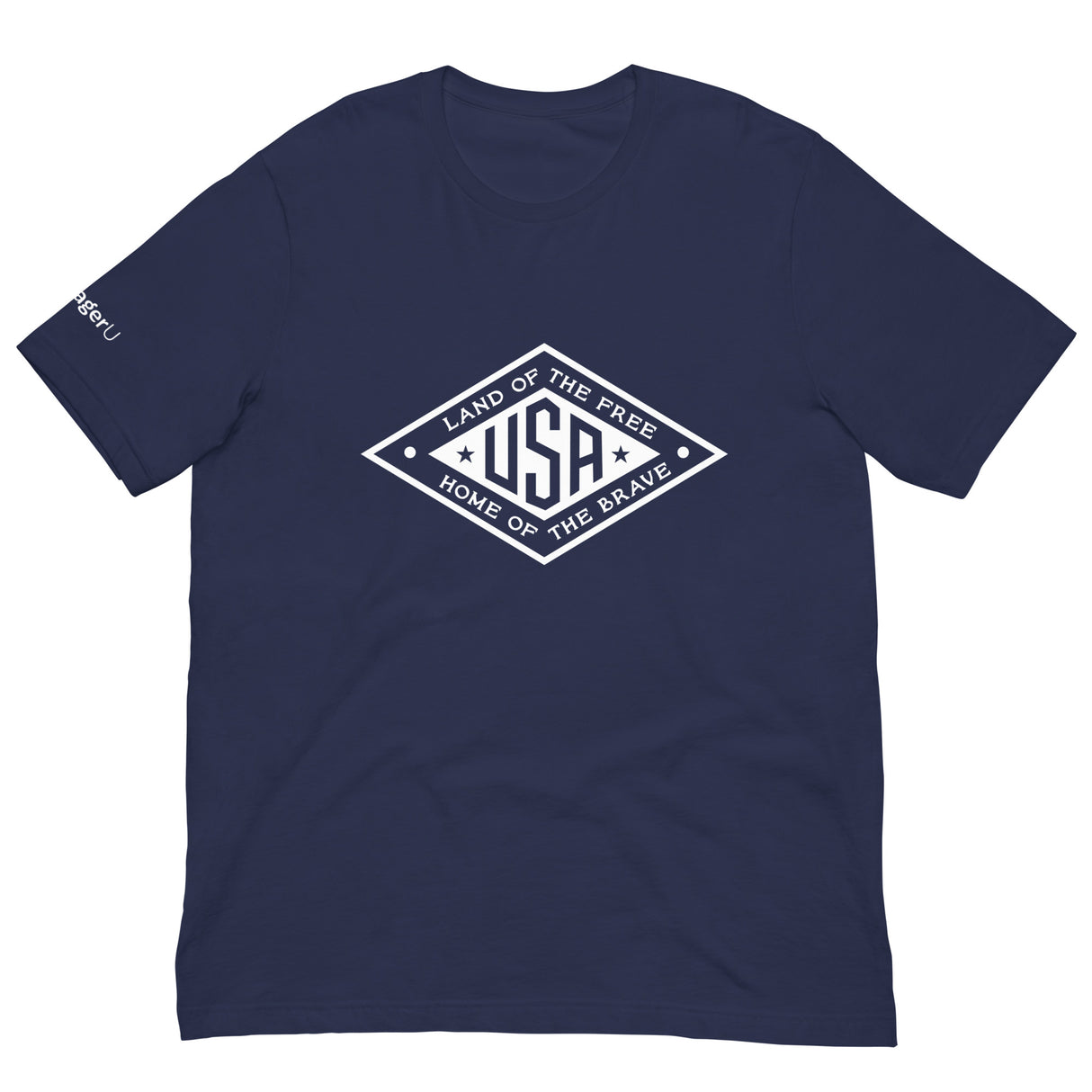 PragerU Land of the Free USA T-Shirt with white logo, casual cotton tee featuring patriotic design.