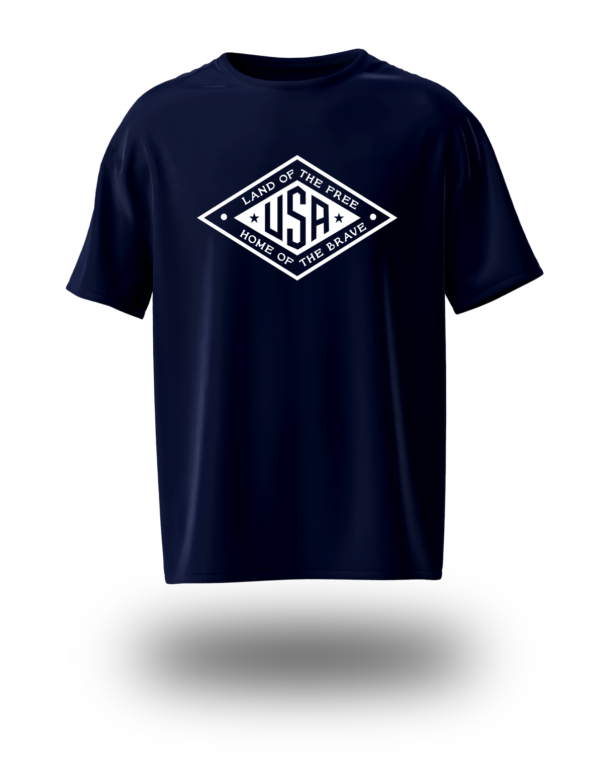 White Land of the Free USA T-shirt by PragerU featuring a patriotic logo design on the front.