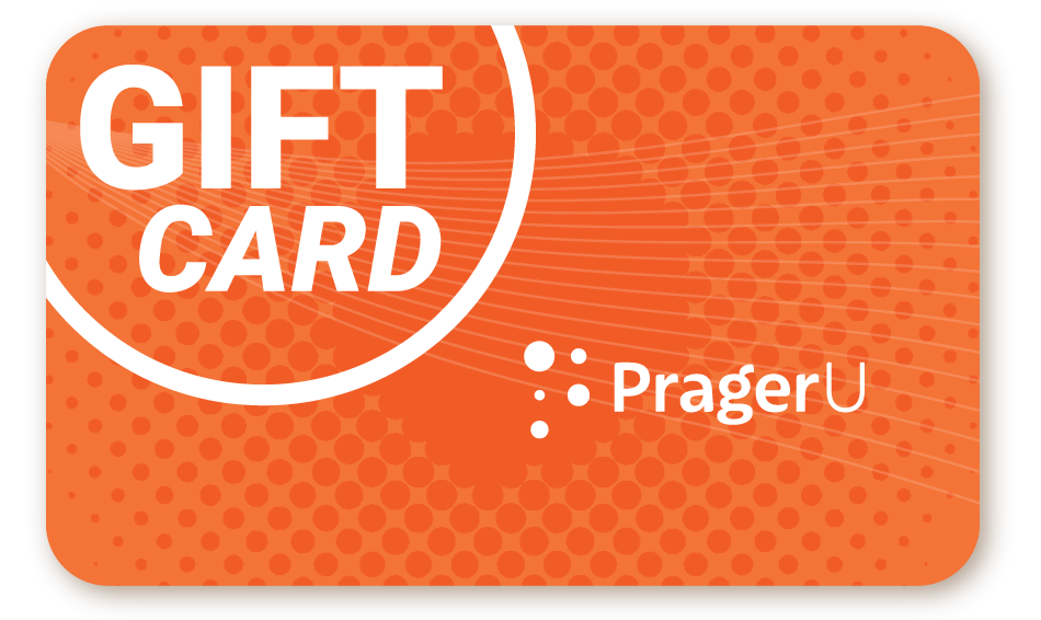 PragerU Shop $10 gift card featuring a sleek design and the PragerU logo, ideal for gifting or online purchases.