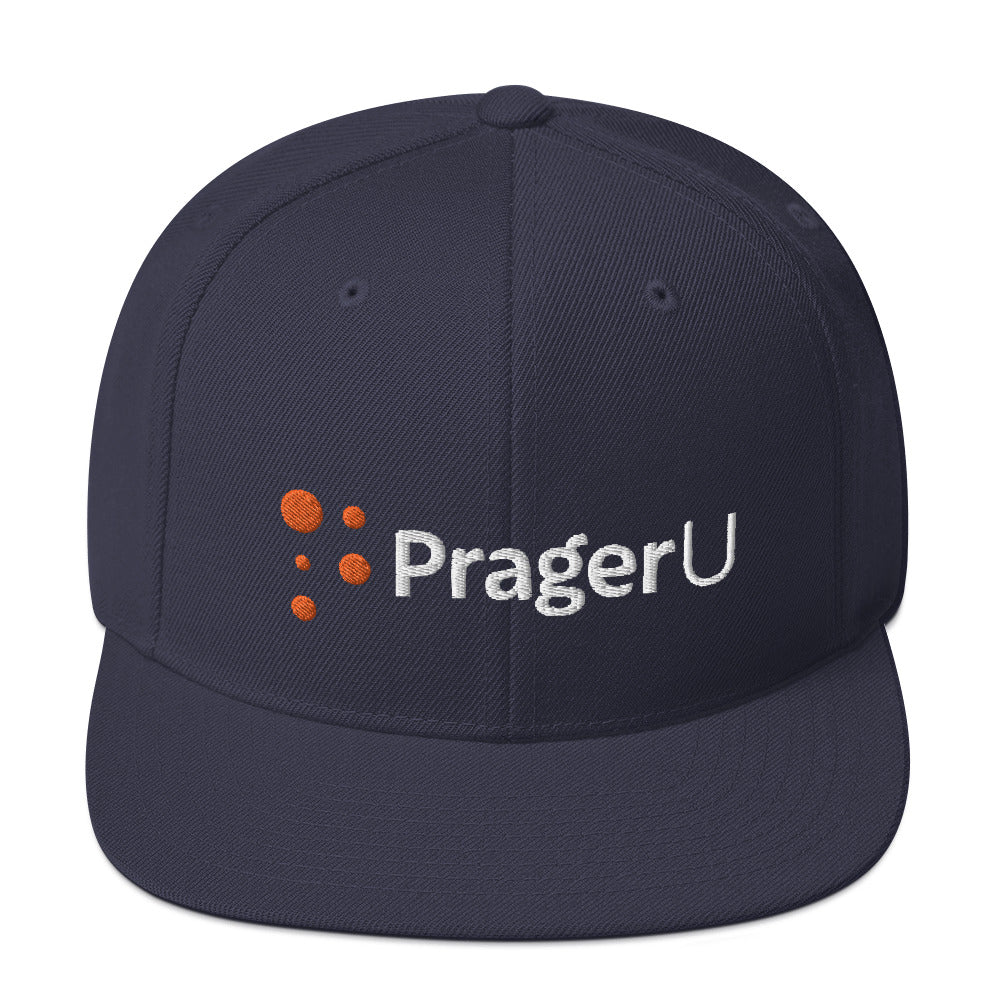 Black PragerU hat with embroidered logo, casual adjustable baseball cap for everyday wear.