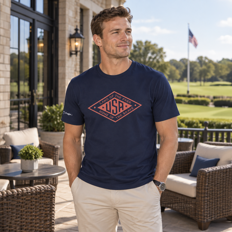 Land of the Free USA Tee–Red Logo