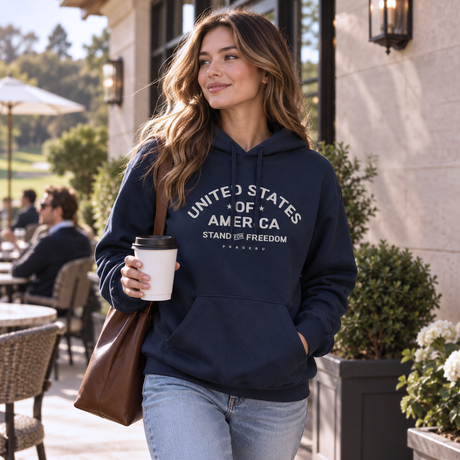 Stand for Freedom Hoodie–Beige Logo