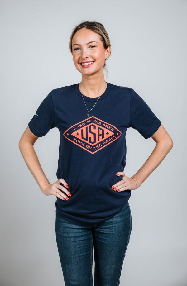 Land of the Free USA Tee Red Logo