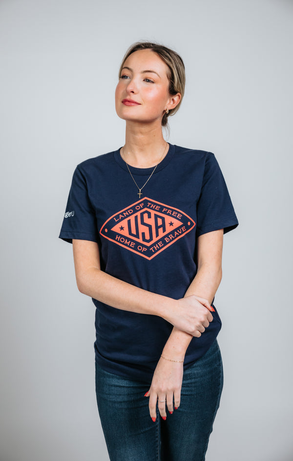 Land of the Free USA Tee Red Logo