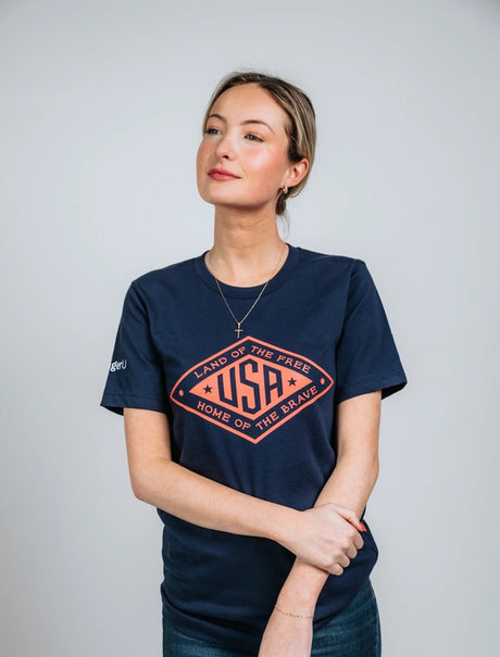 Land of the Free USA Tee–Red Logo