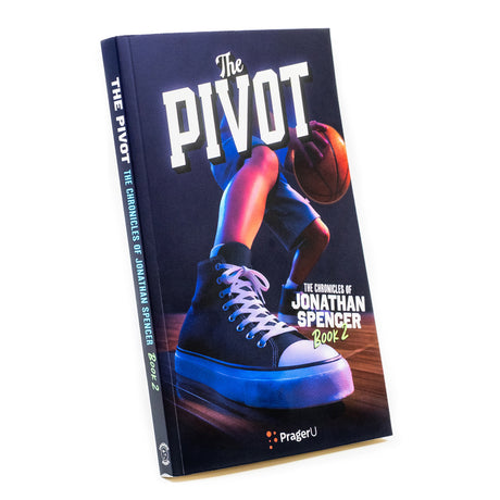 PragerU's "The Pivot" book, second in the Chronicles of Jonathan Spencer series, featuring a close-up of the book cover.