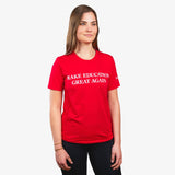 White PragerU Make Education Great Again (MEGA) T-Shirt with bold text design on the front.