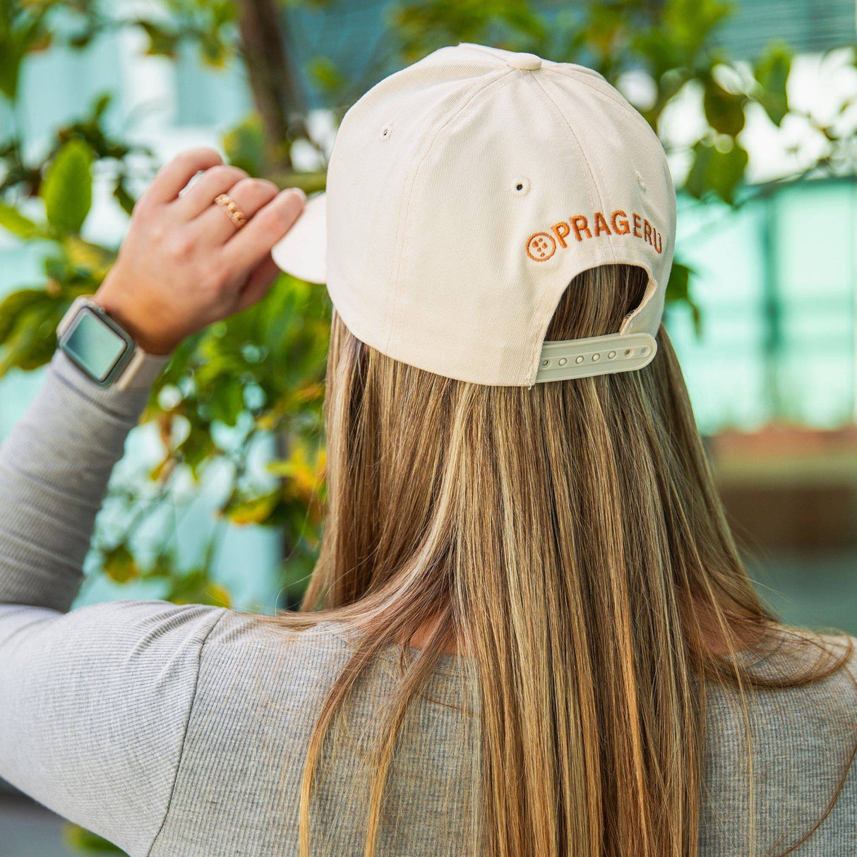 PragerU Faith Over Fear hat showing a black baseball cap with embroidered white text on front.