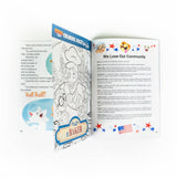 Inside view of PragerU Otto's Tales "Let's Meet" collection with six books, showing colorful covers and pages.