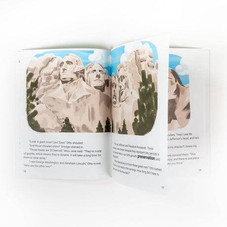 Inside view of Otto's Tales: Complete "Let's Visit" Collection by PragerU, featuring 12 colorful educational books.