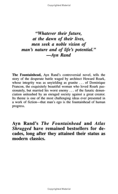 Cover image of Signet Book edition of Ayn Rand's novel The Fountainhead, featuring classic cover art and title text.