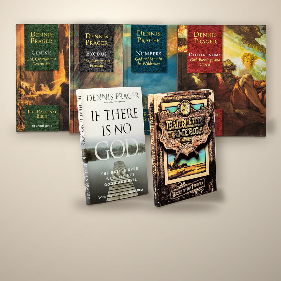 PragerU books including The Rational Bible volumes, If There Is No God, and Trailblazers of America