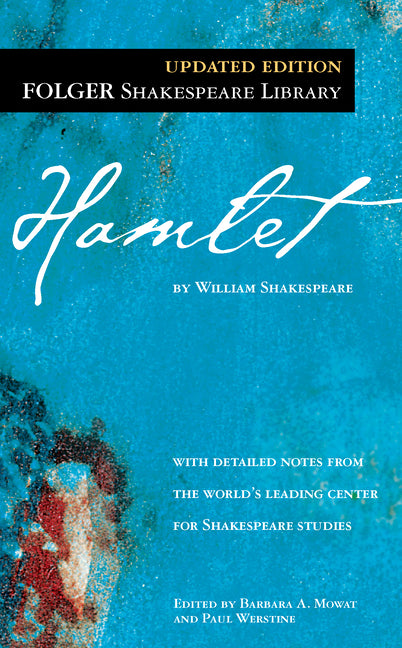 Cover of William Shakespeare's Hamlet book published by Simon & Schuster, featuring classic artwork and title text.