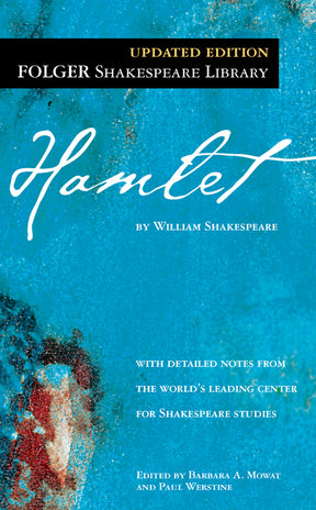Cover of William Shakespeare's Hamlet book published by Simon & Schuster, featuring classic artwork and title text.