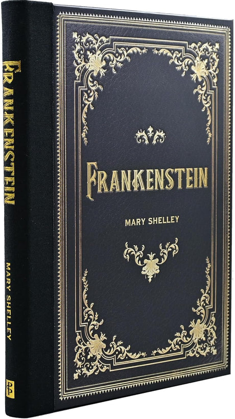 Cover of Mary Shelley's Frankenstein from the Masterpiece Library Edition by Peter Pauper Press, featuring a dark, illustrated design.