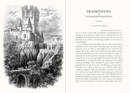 Cover of Frankenstein by Mary Shelley in the Peter Pauper Press Masterpiece Library Edition, featuring classic book cover art.
