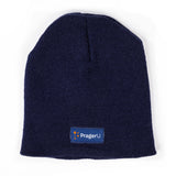 PragerU beanie hat in black with white logo, cozy knit cap perfect for cold weather and casual wear.
