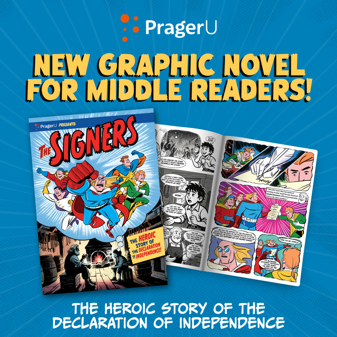 Cover of The Signers graphic novel book by PragerU, featuring illustrated artwork and title text on the front cover.