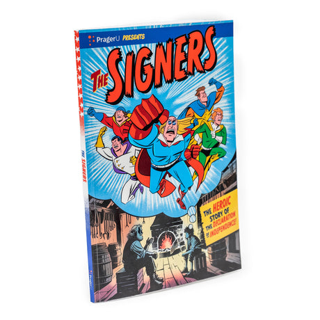 PragerU The Signers graphic novel book cover featuring historical figures and illustrated artwork.