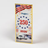 2026 America 250 Pin of the Year by PragerU featuring the American flag and patriotic design.