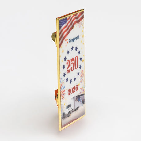 2026 America 250 Pin of the Year by PragerU featuring a patriotic design and the year 2026.