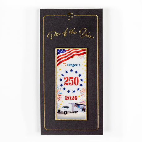 2026 America 250 Pin of the Year by PragerU featuring patriotic design and commemorative imagery celebrating American history