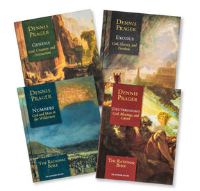 PragerU The Rational Bible Bundle featuring Genesis, Exodus, Numbers, and Deuteronomy, displayed together in a book set.