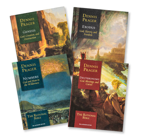 PragerU The Rational Bible Bundle featuring Genesis, Exodus, Numbers, and Deuteronomy, displayed together in a book set.