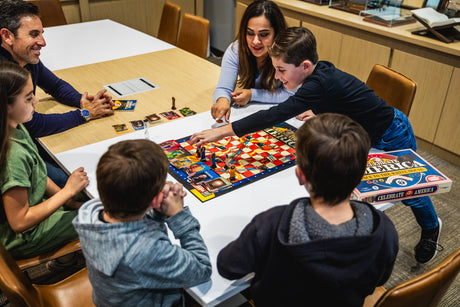 PragerU Celebrate America Race to The White House board game, featuring colorful game pieces and a game board with political themes.