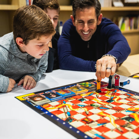 PragerU Celebrate America Race to The White House board game with colorful game pieces and a game board featuring political themes.