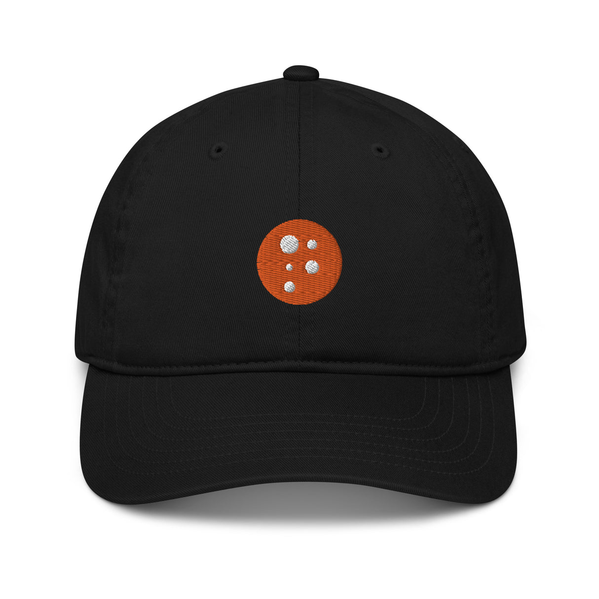 PragerU Dot baseball hat in navy with adjustable strap, featuring the PragerU logo embroidered on front.