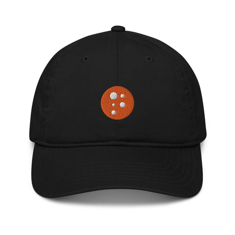 PragerU Dot baseball hat in navy with adjustable strap, featuring the PragerU logo embroidered on front.