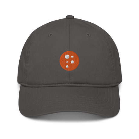 PragerU Dot baseball hat with navy brim and white logo, casual hat style, made by PragerU.