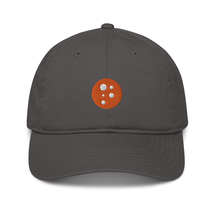 PragerU Dot baseball hat with navy brim and white logo, casual hat style, made by PragerU.