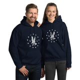 White emblem Freedom Eagle hoodie by PragerU, black hoodie with front white eagle logo, casual and comfortable clothing.