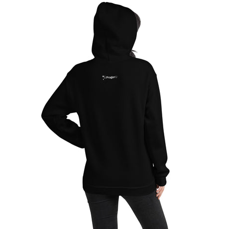 PragerU Freedom Eagle hoodie featuring a white emblem on black hoodie, showcasing a casual and stylish apparel option.