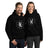 White emblem on a black PragerU Freedom Eagle hoodie, showing the front view of the hoodie with the design clearly visible.