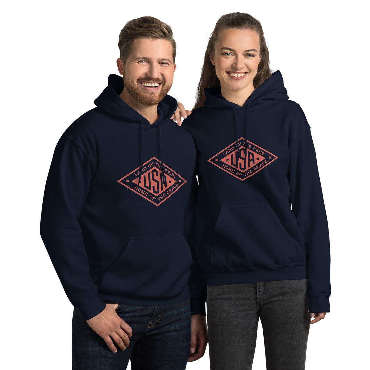 Black PragerU Land of the Free USA hoodie with red logo on the front, showcasing patriotic design and comfortable fit.