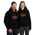 PragerU Land of the Free USA hoodie in black with red logo, featuring a casual fit and comfortable fabric for everyday wear.