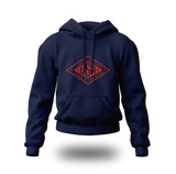 Red logo Land of the Free USA hoodie by PragerU, black hoodie with patriotic design and comfortable fabric.