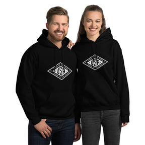 White logo Land of the Free USA hoodie by PragerU, casual hoodie with patriotic design and comfortable fit.