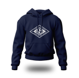 White logo hoodie from PragerU's Land of the Free USA collection, featuring a comfortable hoodie with patriotic design.