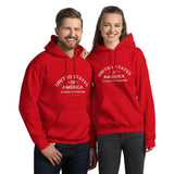 PragerU Stand for Freedom beige hoodie featuring a logo, casual fit, with a front chest logo design.